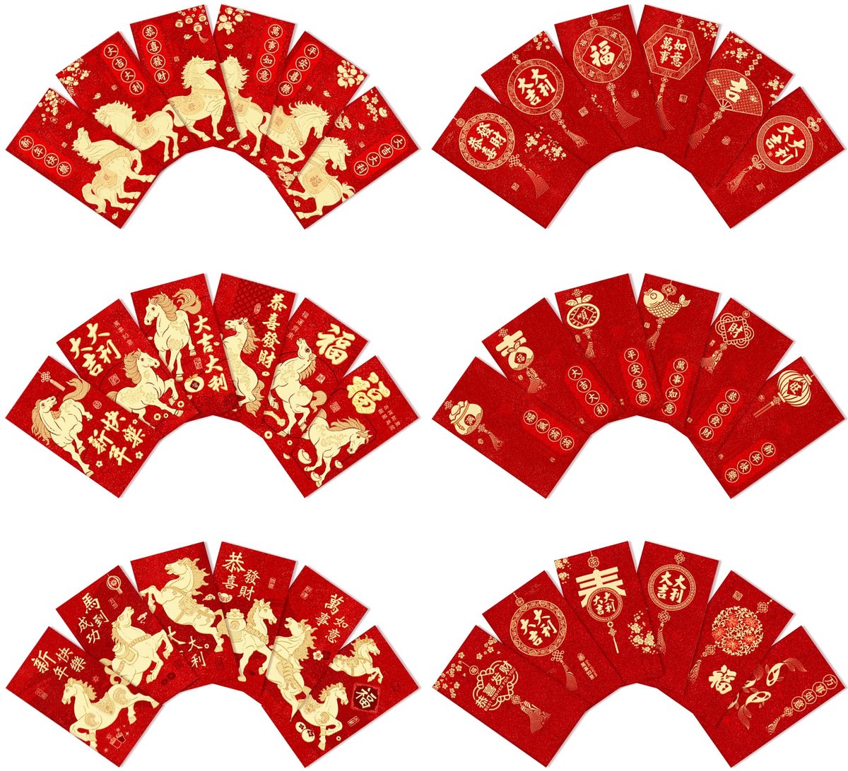 Solidchoice - Chinese Rode Enveloppen - Set van 36 Stuks voor Feestdagen