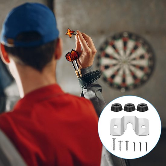 Dartbord Ophangsysteem - Muurbevestiging Kit - Stalen Dart Games - 3 Set Inclusief - Compact Formaat - Zilver Zwart van Merkloos — afbeelding 5