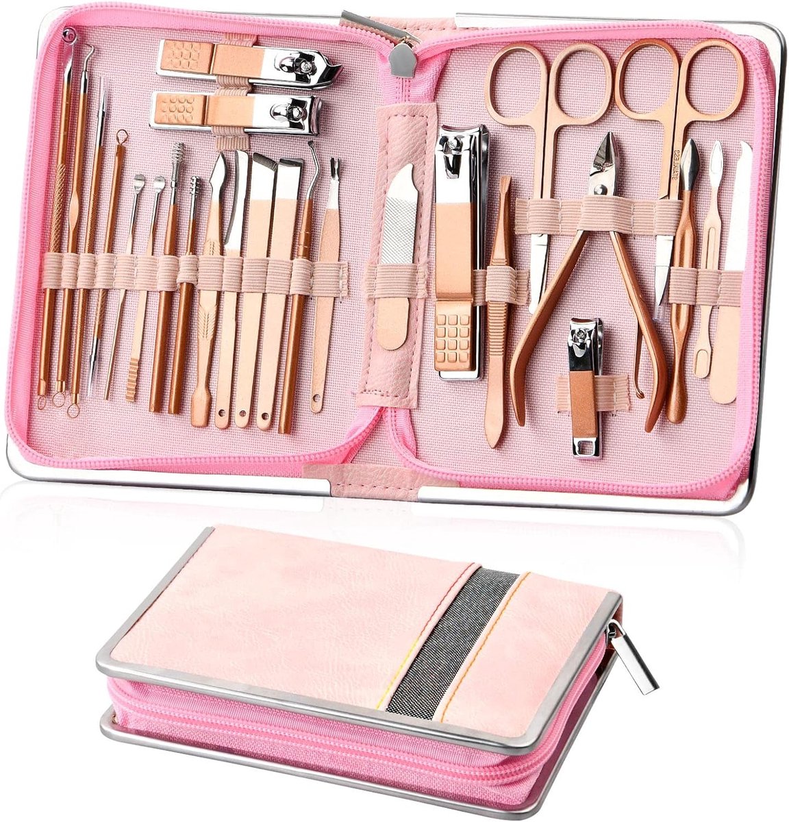 Manicure set 26-delig - roestvrij staal - nagelverzorging - complete kit voor perfecte nagels - ShopVlot