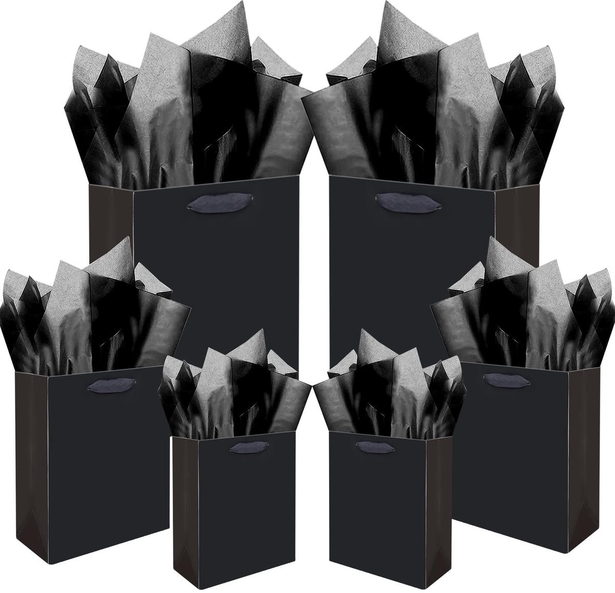 Solidchoice - Set van 10 Zwarte Cadeautasjes van Tissuepapier in Diverse Maten