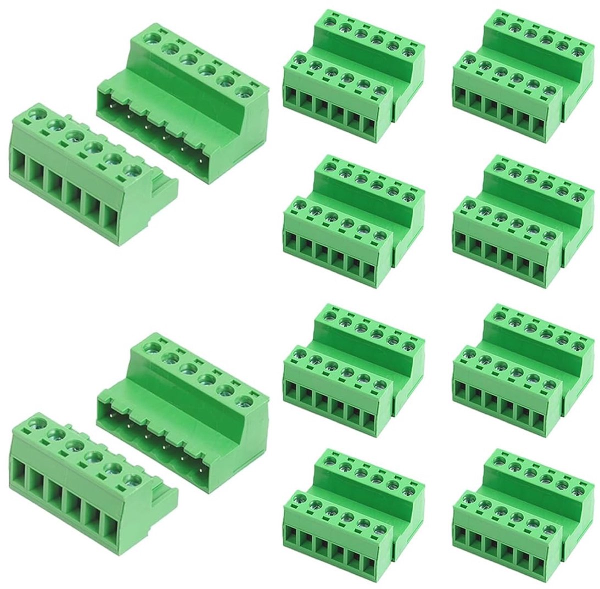 6-polige schroefaansluitingen 10 stuks - PCB terminal blok - 5.08 mm afstand - voor prototypen bedrading - ShopVlot