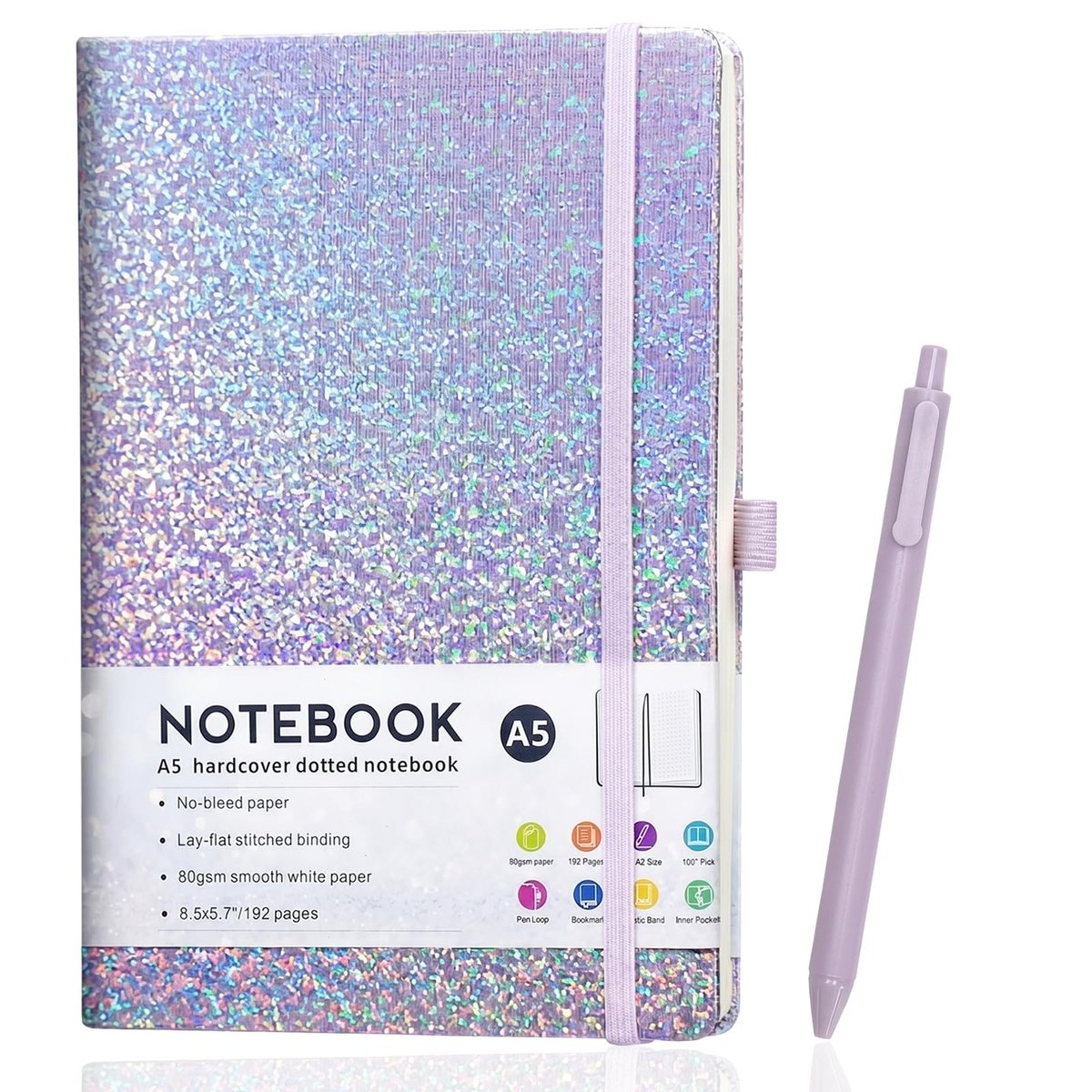Solidchoice - Glitter A5 Notitieboek met Pen en 96 Vellen
