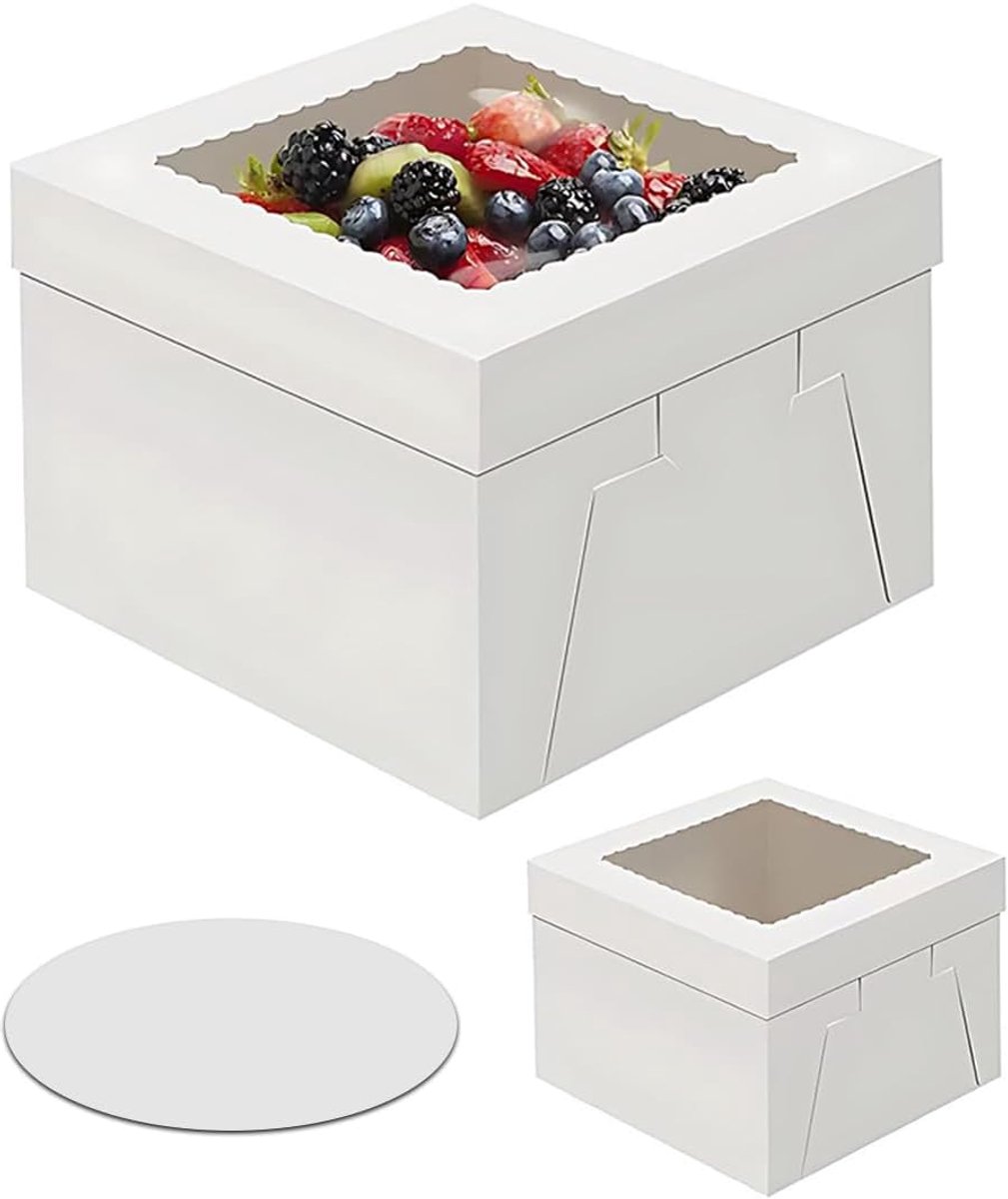 Cake box set 20 x 20 x 20 cm - stevige kartonnen verpakking - ideaal voor veilig transport - perfect voor hobbybakkers - ShopVlot