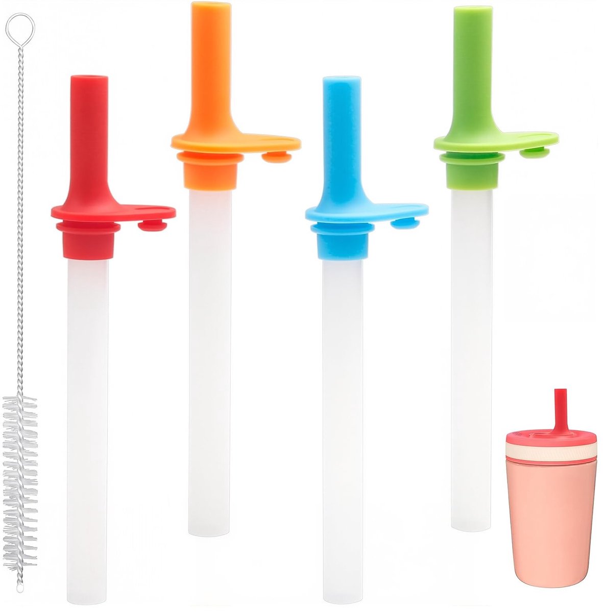 Solidchoice - Set van 4 Vervangbare Rietjes en Bijtventielen voor Waterflessen