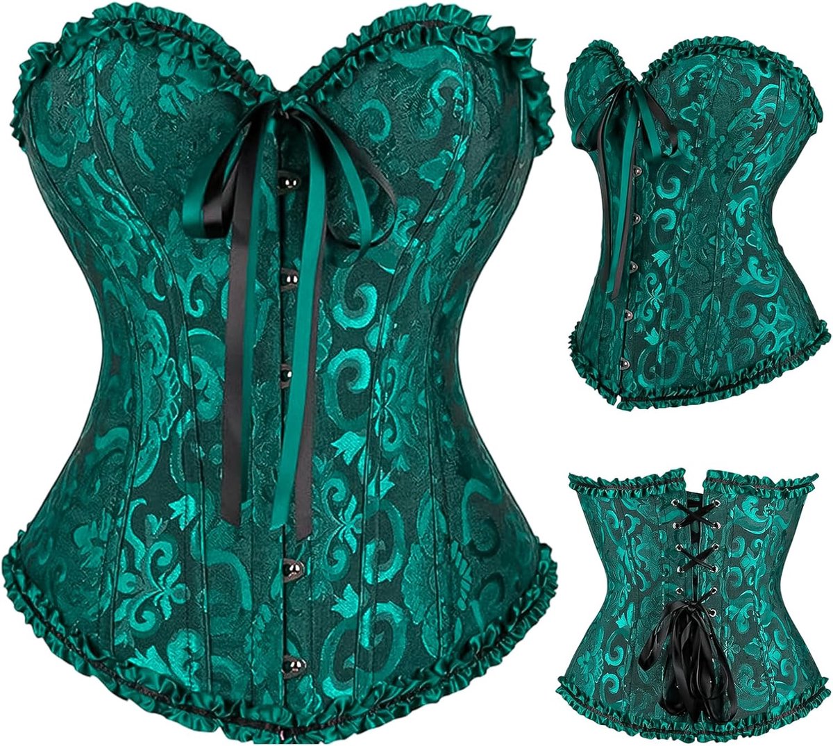 Corset Bustier Sexy Steampunk - Klassieke Borduursel - Kanten Afwerking - Perfect voor Halloween Kostuum - ShopVlot