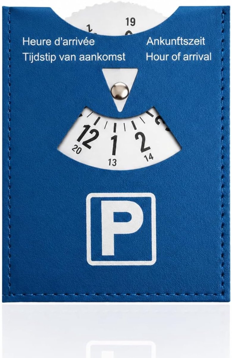 Parkeerschijf 15 × 11 cm - Faux leren luxe - Blauw zone - Elegant en nauwkeurig voor parkeren - ShopVlot
