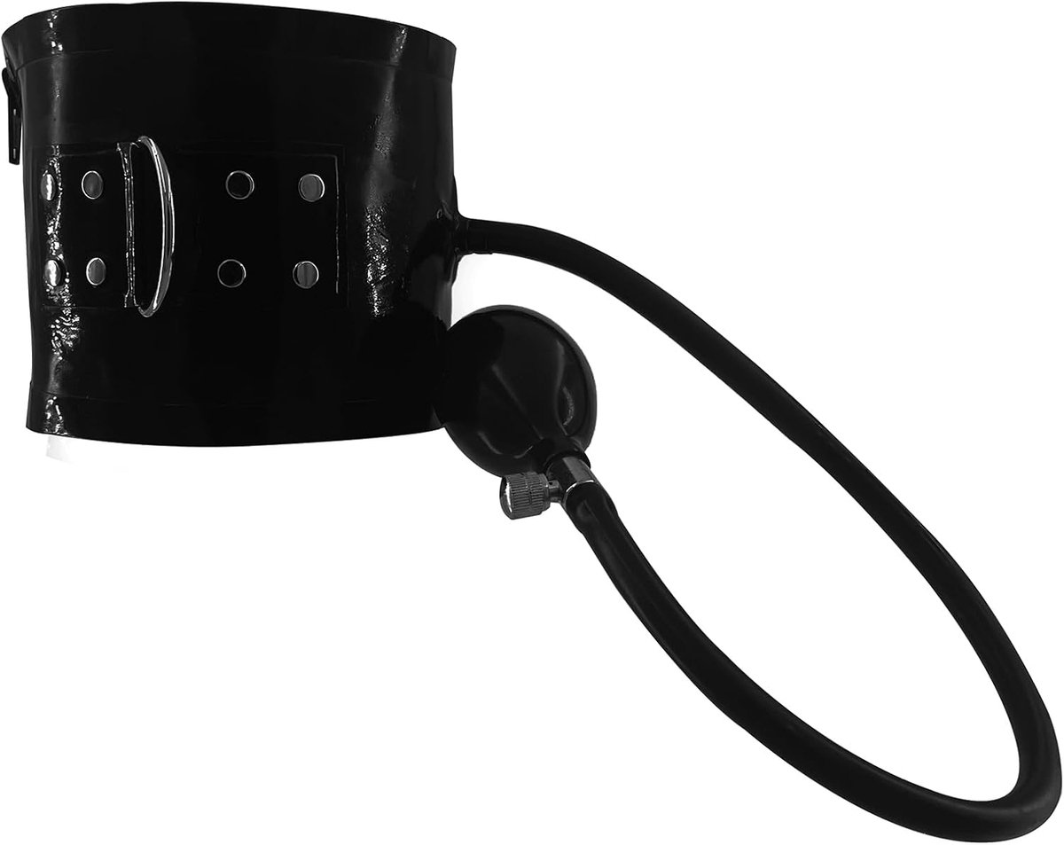 Rubberen latex opblaasbare hondenhalsband - zwart - met ritssluiting - geschikt voor latex kleding - ShopVlot