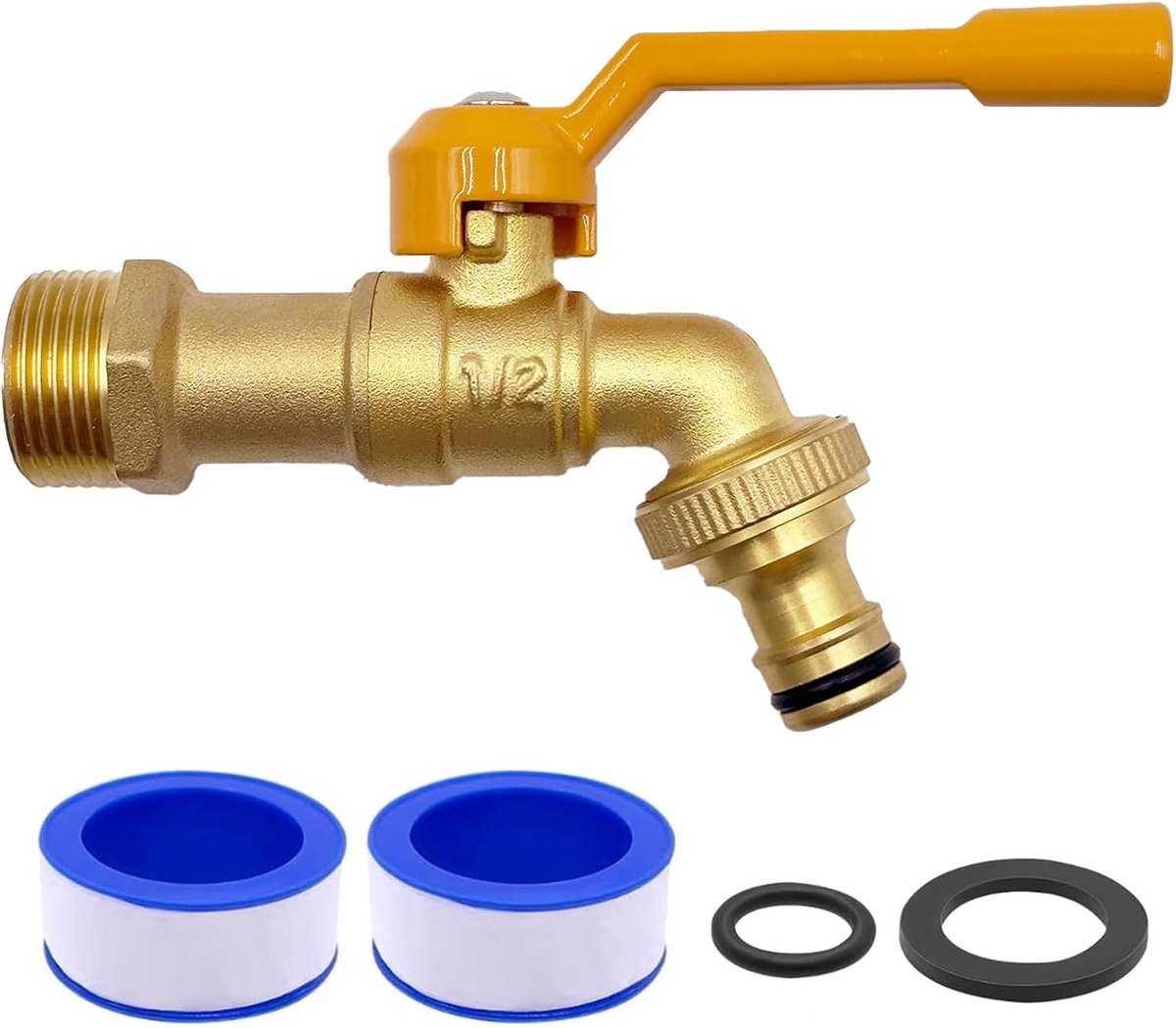 Garden Faucet 1/2 Inch Faucet with Ball Spout Valve, Outdoor Brass Faucet Frost Protection -20°C, Heat Resistant - ShopVlot
