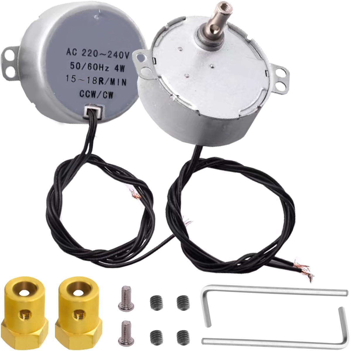 TYC50 Synchronous Motor, 2 Pieces, 15-18 rpm, AC 220 ~ 240 V, 4 W, 50/60 Hz CW/CCW, Rotary Transmission, Permanent - ShopVlot