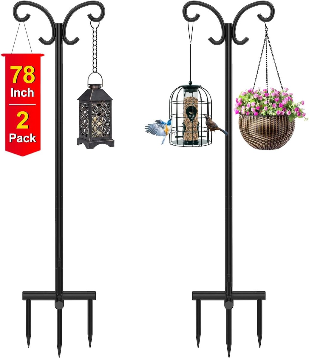 Bomclap Shepherd Hooks Outdoor 2Pcs 6.5ft/2m Adjustable Shepherd Rod Lantern Stick Shepherd Hook for Lantern Plant - ShopVlot