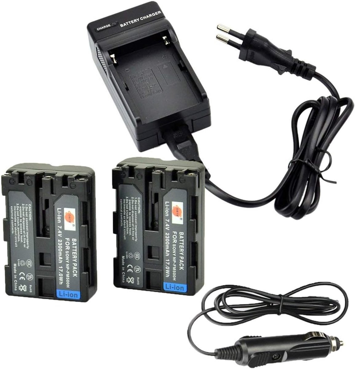 DSTE 2pcs NP-FM500H Battery & Travel Charger Compatible With Sony A200W A300 A450 A500 A550 A560 A580A5700 - ShopVlot