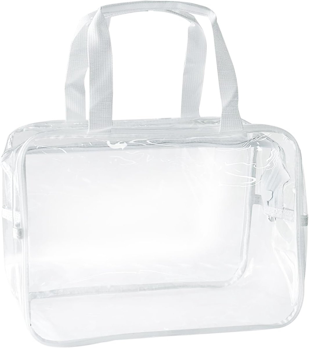 Transparent waterproof vinyl handbag for makeup Waterproof shoulder Tote Bag 30cm × 13cm × 21cm, Transparent., modern - ShopVlot