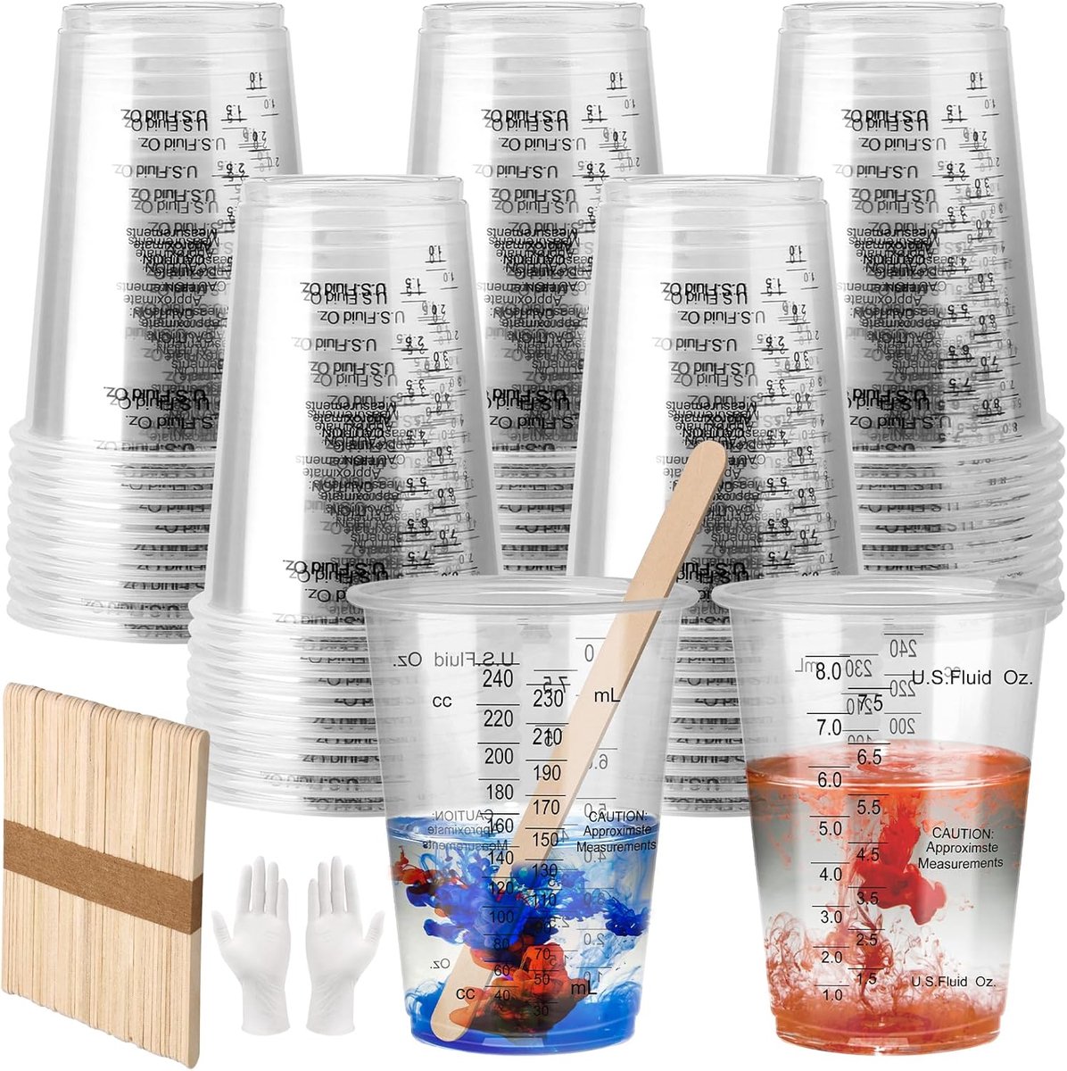 50 Pcs Plastic Measuring Cups for Resin, 240ml, Disposable Resin Mixing Cups with Scale, Clear Epoxy Resin Measuring - ShopVlot