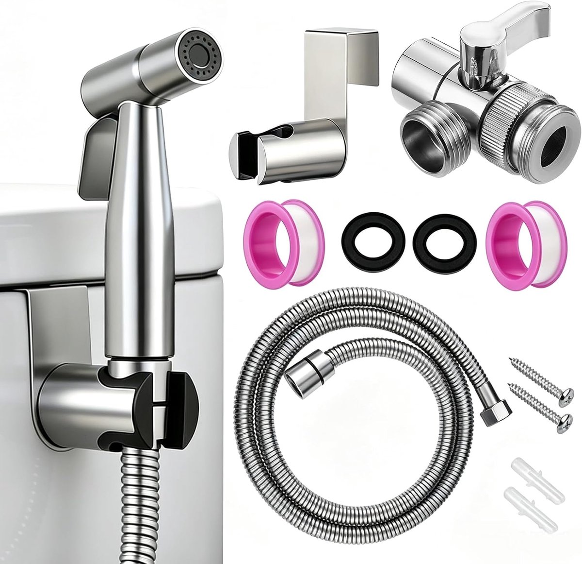Bidet handdouche set, handheld bidet sproeier met ventiel T-adapter - ShopVlot