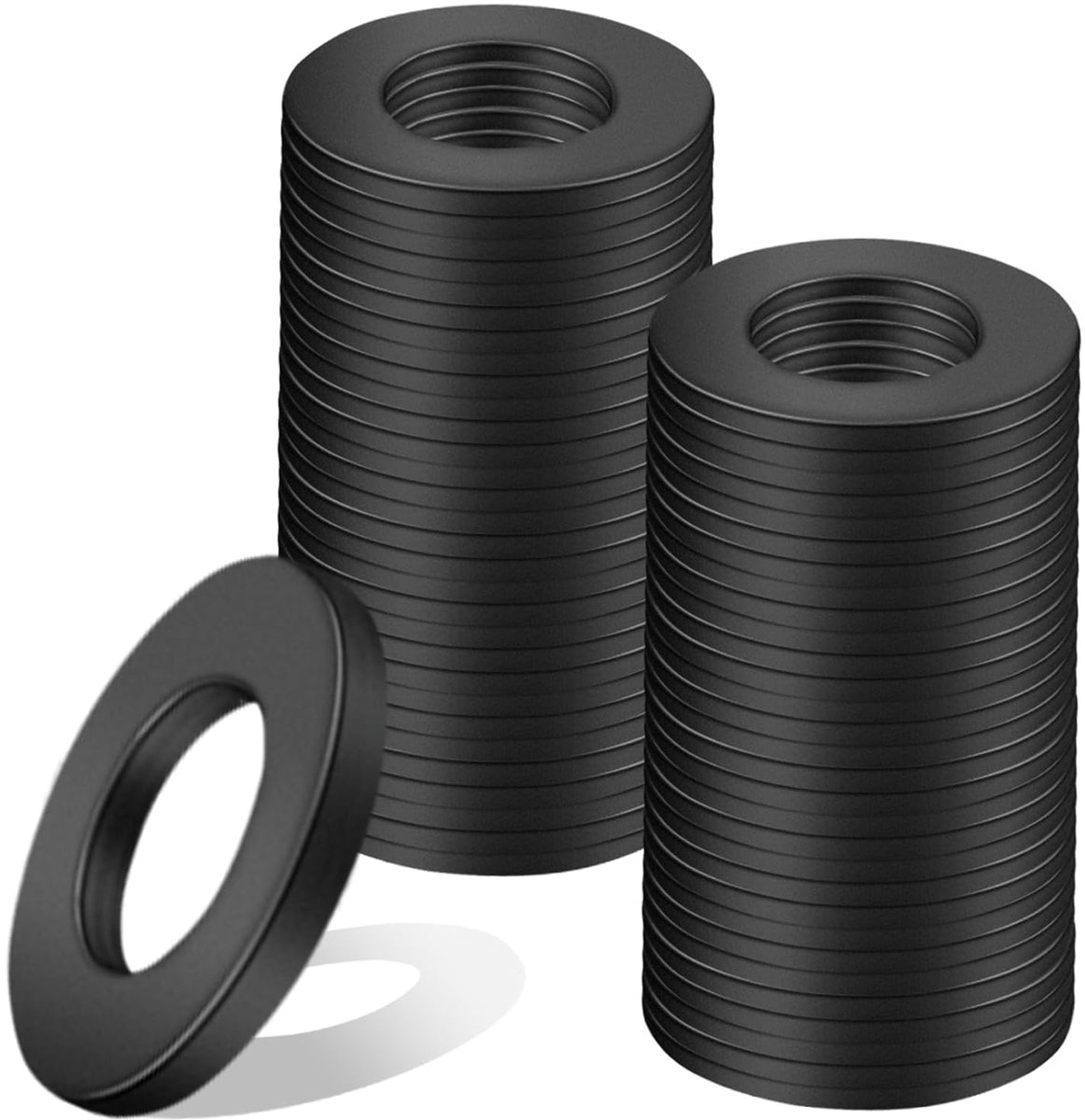 Rondelles M6 x 12mm Black Carbon Steel Flat Rondelles 60Pcs Metal Sealing Rings for Screws, Bolts, Wire Rods for - ShopVlot