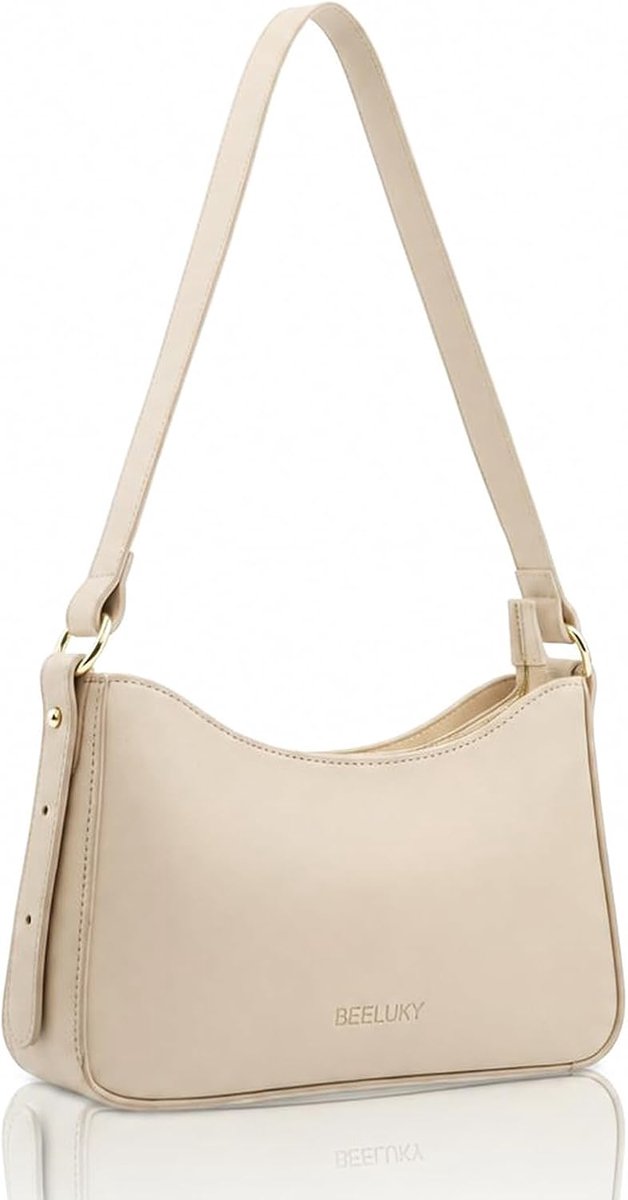 Witte handtas voor dames, schoudertas, klein, retro, okseltas, schoudertas, PU-leer, met ritssluiting, schoudertas - ShopVlot