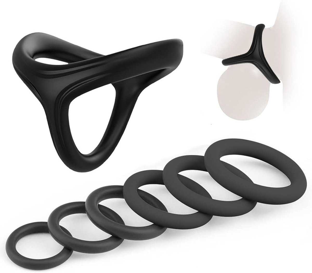 Silikon ringe Set – 7 Größen Adjustable Elastic Cockringe zur Verzögerung der Ejakulation und Verbesserung der - ShopVlot