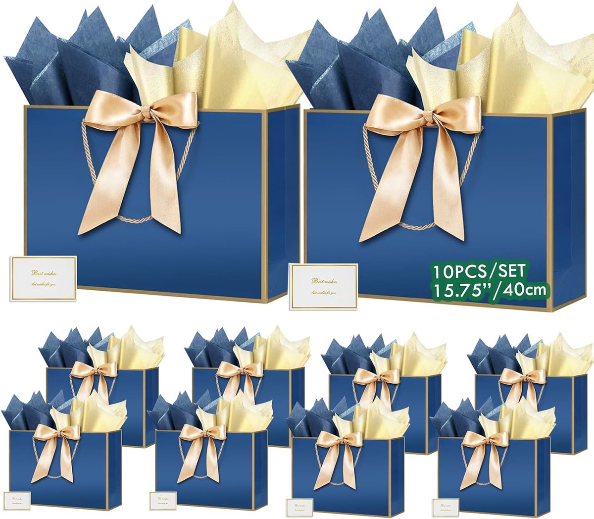 HONTIUS Cadeauzakjes, groot papier voor verjaardag, verticaal, geschenkzakje, groot kinderformaat, 40 x 30 x 12,5 cm - ShopVlot
