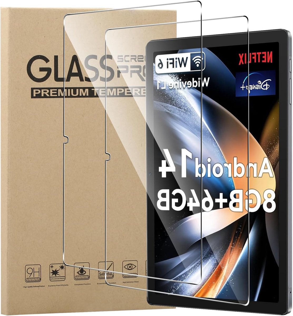 MEMELOKA Pack of 2 Protective Film for Whitedeer C10 Tablet, High Sensitivity, Bubble, Anti-Fingerprint, Hardness, 9H - ShopVlot
