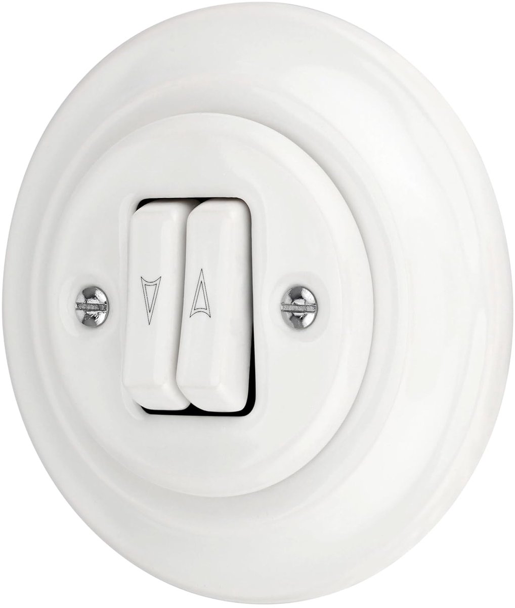 Recessed porcelain retro blind knob, roller shutter knob, all-in-one, series PR1 white - ShopVlot
