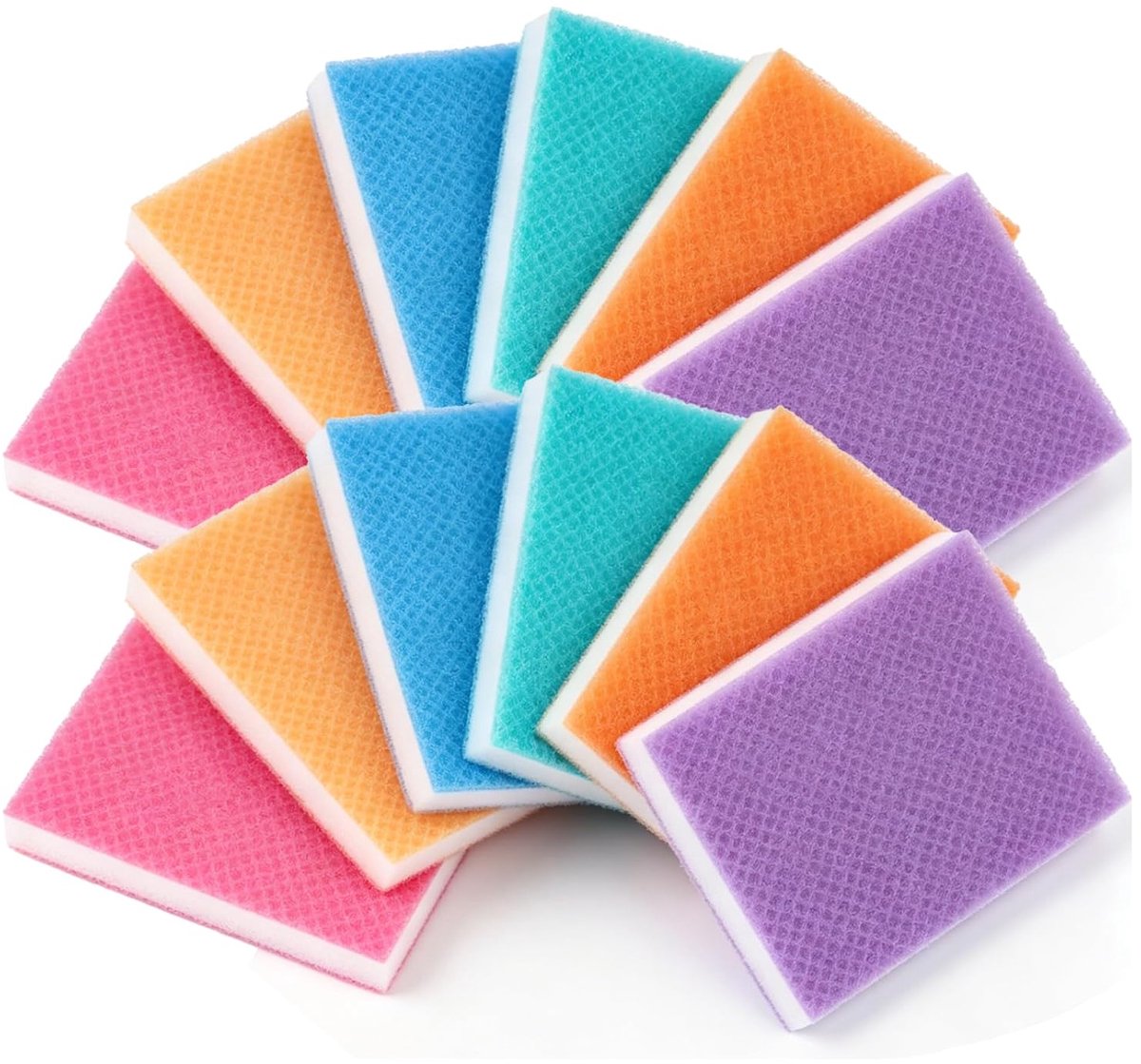 Schuurpad, 12 stuks sponsschuurpapier, 6 kleuren, tweezijdig, 120 x 100 mm, flexibel, nat en droog, TPU-schuim - ShopVlot