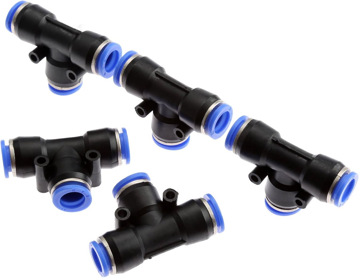 5pcs T Node 3 Way Pneumatic Quick Release Hose Push-in Connector Garden Hose Hose Connector Faucet Connector - 12mm - ShopVlot