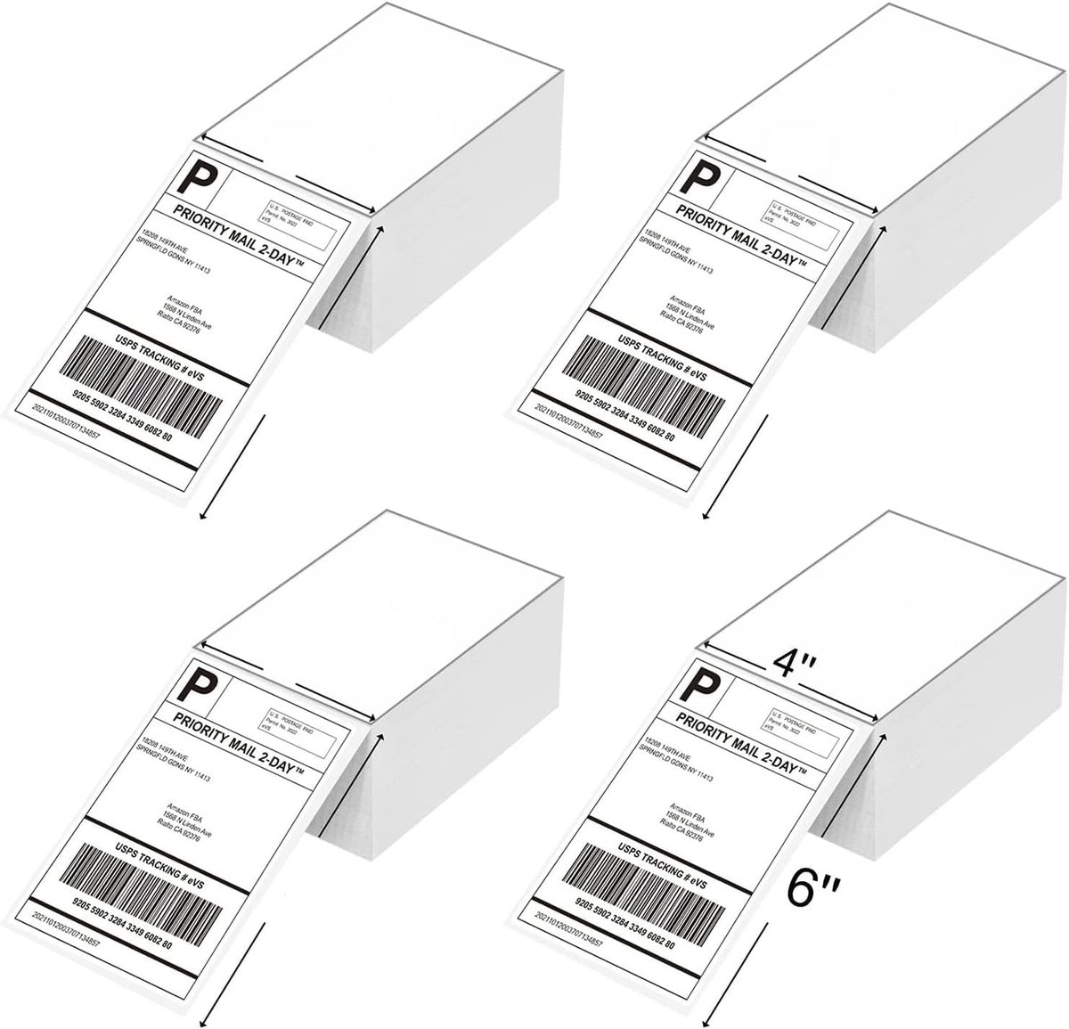 4 Stacks 2000 Labels Direct Thermal Labels Fanfold Shipping Labels White (101 x 152mm) Stickers BPA & BPS Free White - ShopVlot