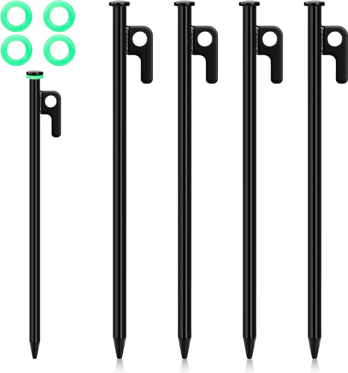 Tent Pegs 25cm Robust Forged Steel Nails Stable Tent Pegs with Hook and Hole for Outdoor Camping Hiking Travel 4 Pieces - ShopVlot