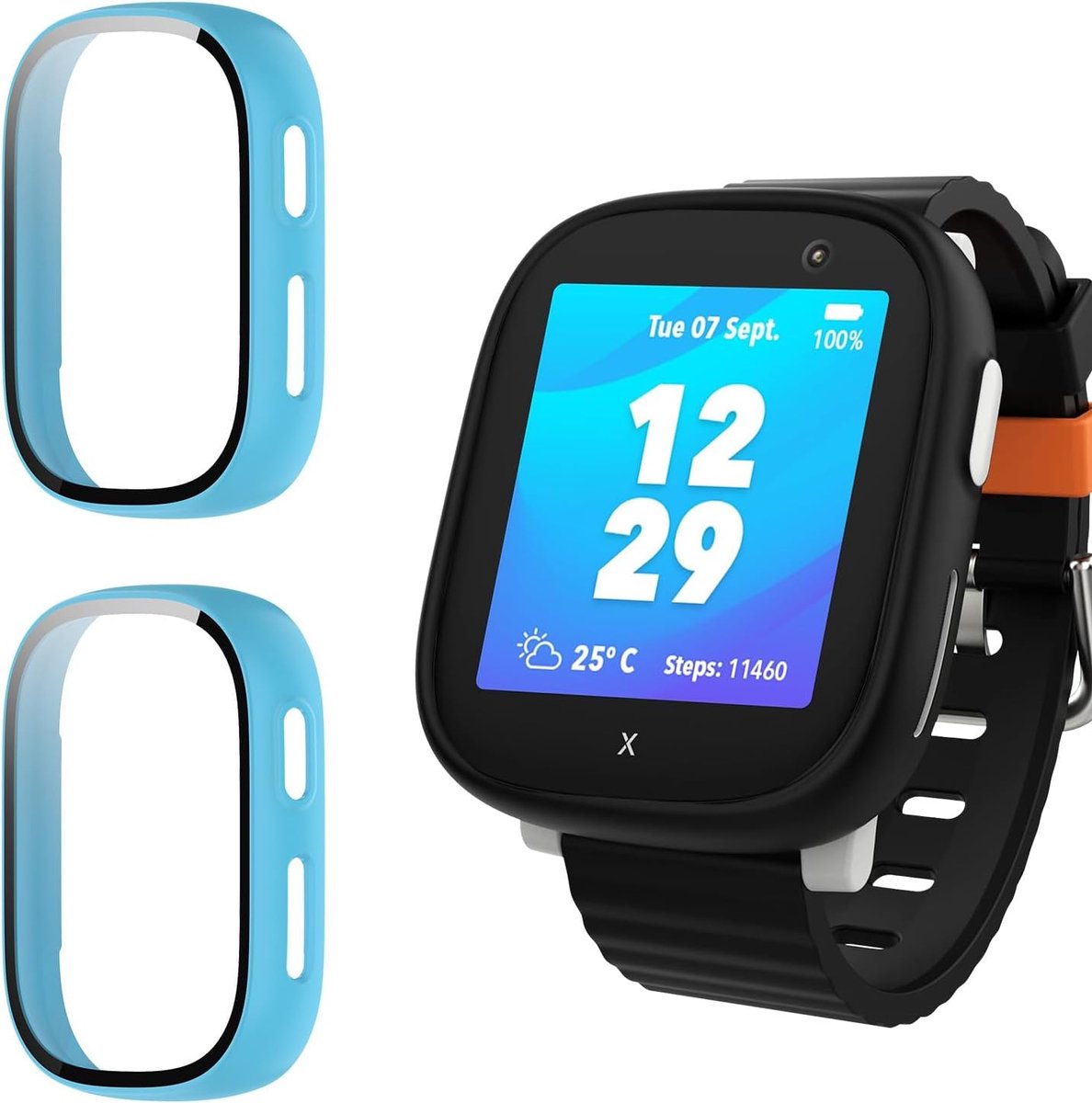 Beschermhoes voor Xplora X6 Play, 2 stuks, hard plastic, gehard glas, schokbestendig, HD, krasbestendig, blauw - ShopVlot