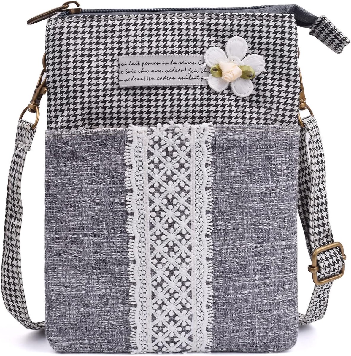 LassZone Small Canvas Crossbody Phone Bag National Pattern Handbags Wallet Wallet Change Pouch Bags for Women Girls, A - ShopVlot
