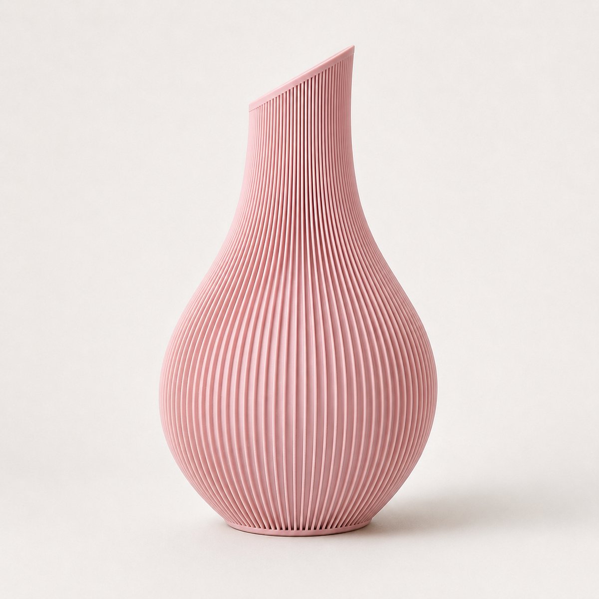 Shizu - Waterdichte Japandi Vaas - 32 cm - Sakura Roze - Ribbelvaas