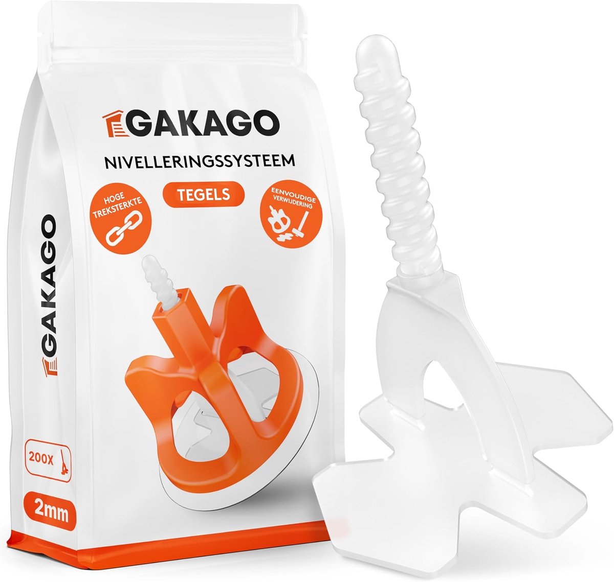 Gakago tile leveling system 200 lugs with thread 2 mm - Laying aid for a perfect joint pattern - ShopVlot
