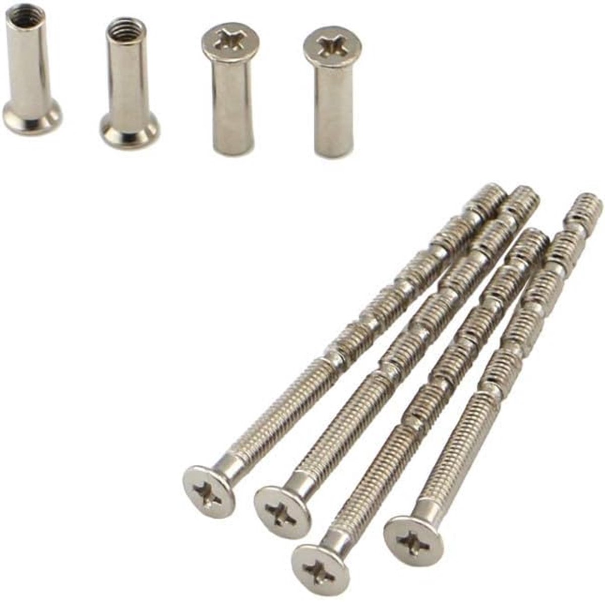 YXH Universal M4 Connection Screws and Sleeves, Nickel, Pack of 4 for Crank Roses and Rosettes - ShopVlot