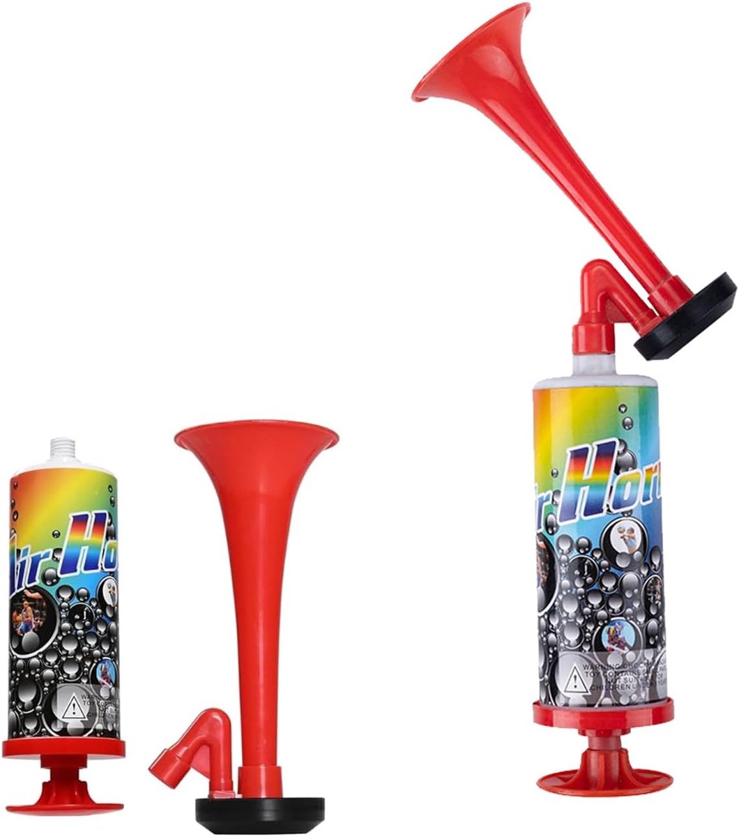 2 x manual stadium trumpet, air pressure, air horn, extremely loud, signal horn with pump, cracker, football trumpet - ShopVlot
