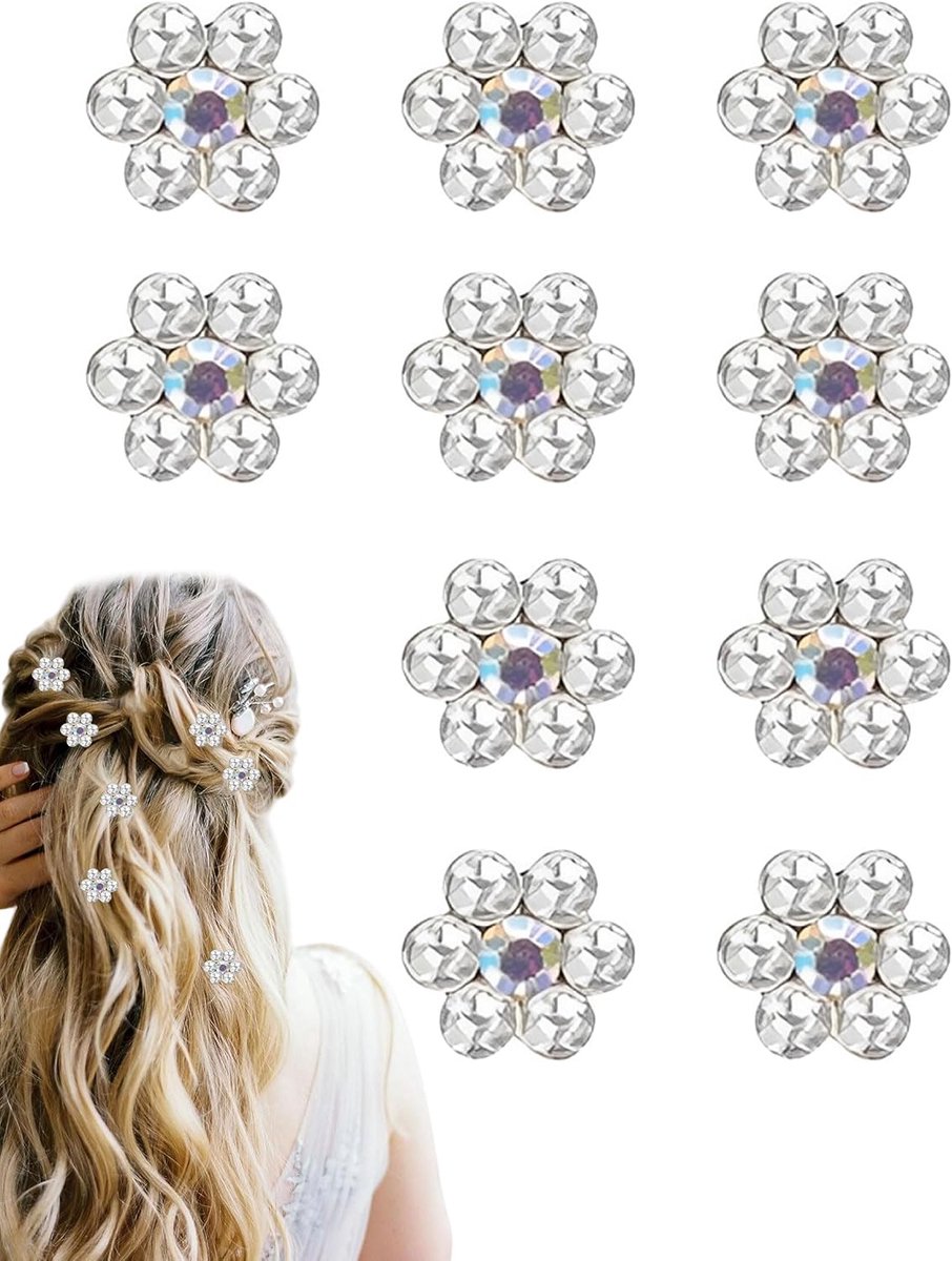 10 haarspelden voor dames, witte pruimenbloesem, haaraccessoires, haarspelden met bloemen, decoratieve haarspelden - ShopVlot