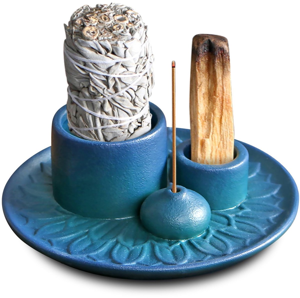 Solidchoice - 4-in-1 Incense Holder met Tweezers en Flanel Pad
