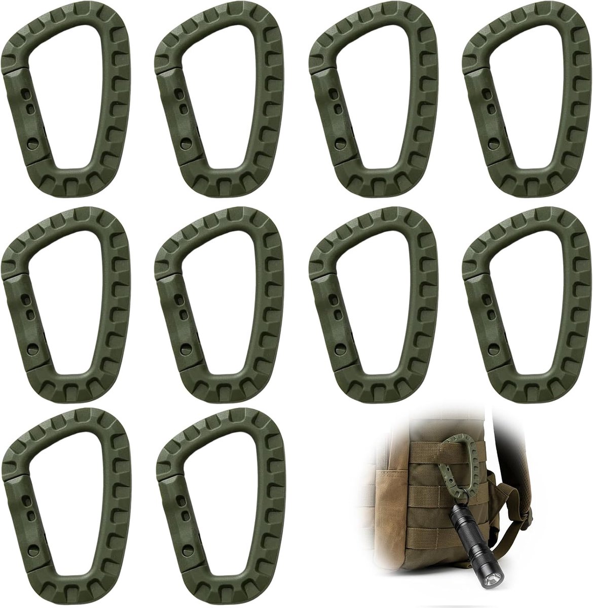 10 stuks karabijnhaken D-vorm karabijnhaken plastic kunststof karabijnhaak clip tactische karabijnhaken voor kamperen - ShopVlot