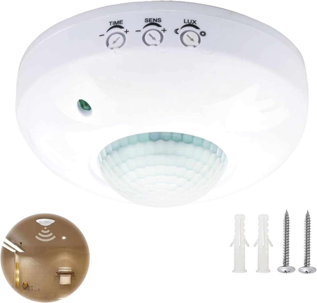 1 Piece Ceiling Mount Presence Sensor PIR Motion Detector Switch High Sensitivity 220-240V Detection Range 6m at 360° - ShopVlot