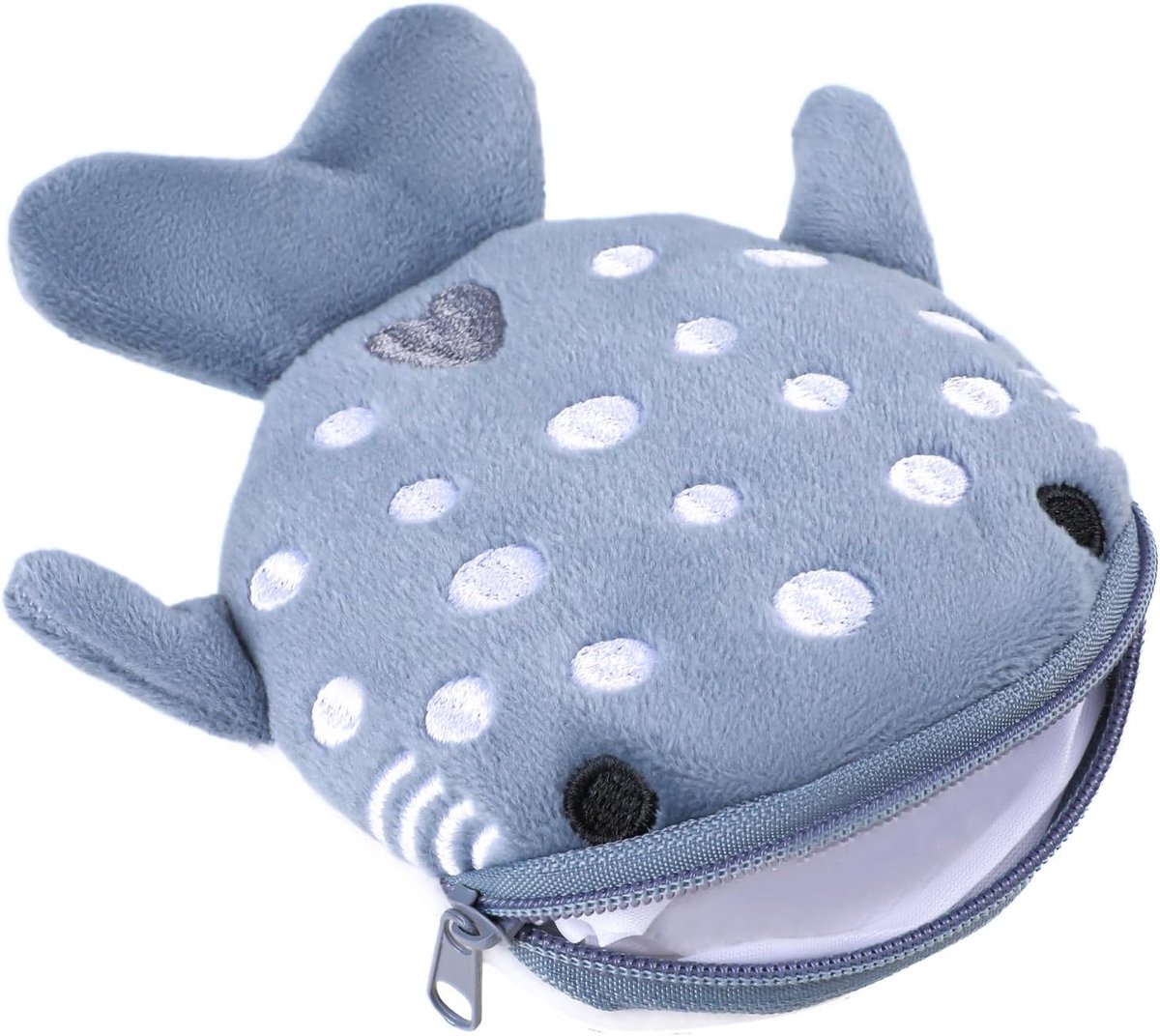 Shark Wallet - Cute Small Plush Cartoon Cosmetic Items Bag with Animal Zipper Keychain, Change Mini Earphone Bag - ShopVlot