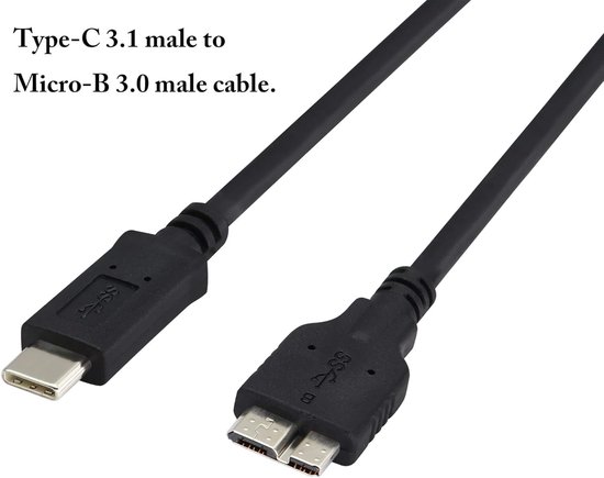 Type-C naar Micro-B kabel 5Gbps - Mobiele Harde Schijf Datakabel 1M Zwart — afbeelding 2