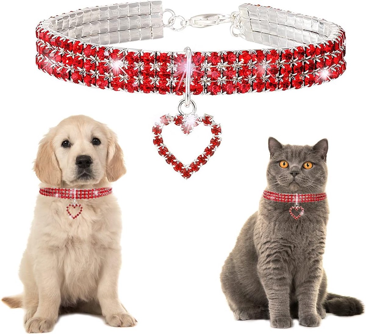Bling Rhinestone Pet Collar, Bling Rhinestone Lead Collar, Dog Collar Crystal Glitter, Rhinestone Cat Collar Neck - ShopVlot