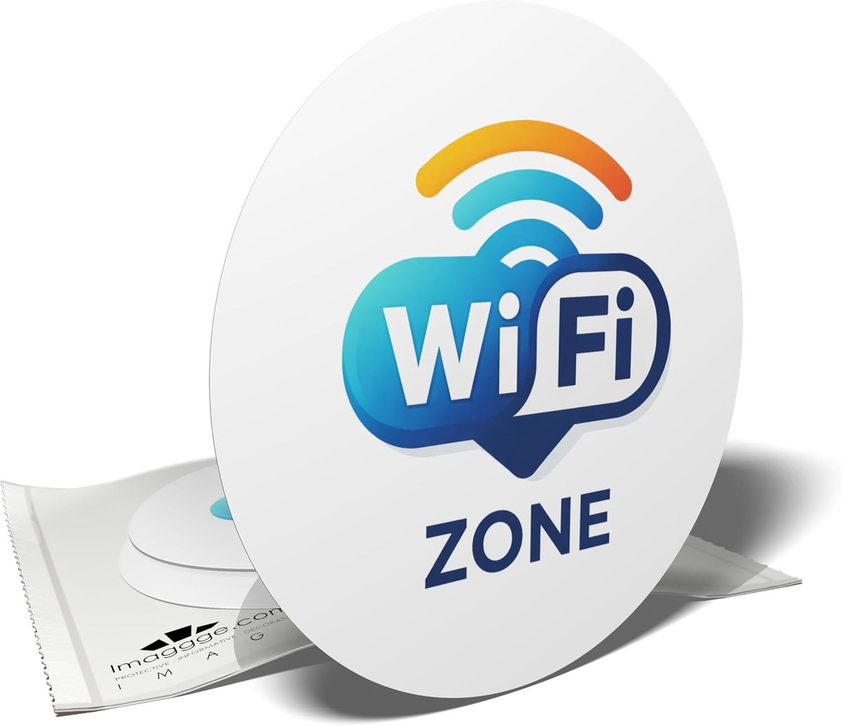 Warning stickers – Wi-Fi zone – internet connection – 3 round stickers – 10 cm - ShopVlot
