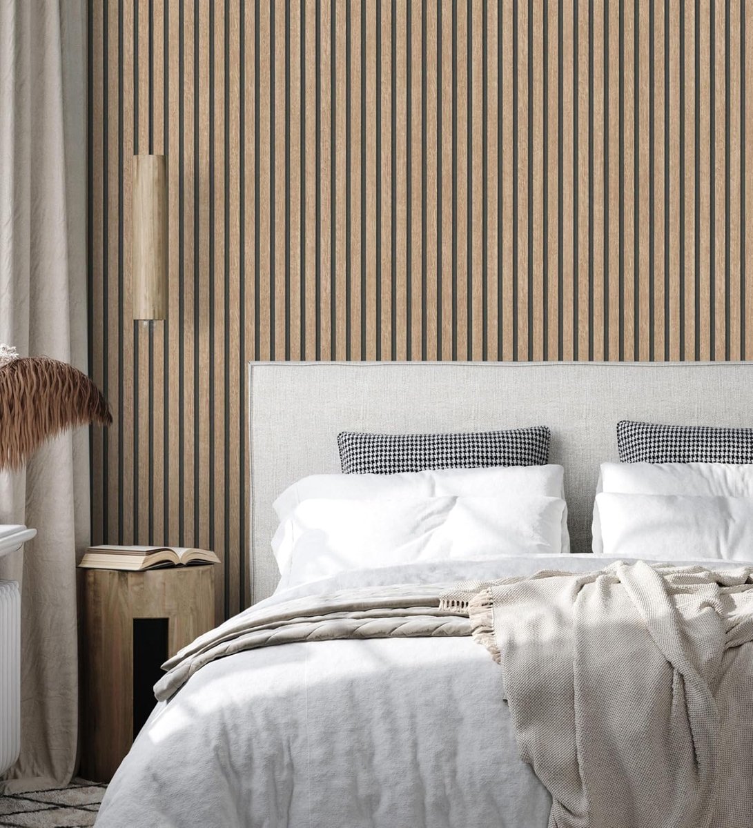 GAULAN Wallpaper of natural wood slats imitates palillery design for wall living room kitchen bathroom bedroom hallway - ShopVlot