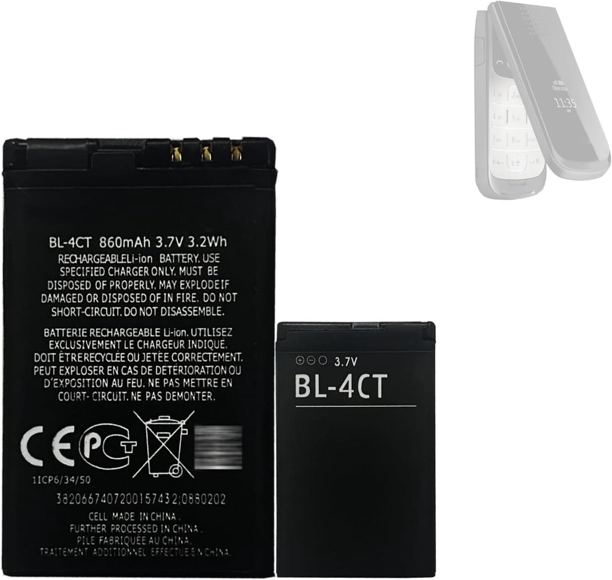 BL-4CT Replacement Battery Compatible with No-kia 2720 Fold, 5310, 6600 Fold, 6700 Slide, 7210 Supernova, 7230, 7310 - ShopVlot