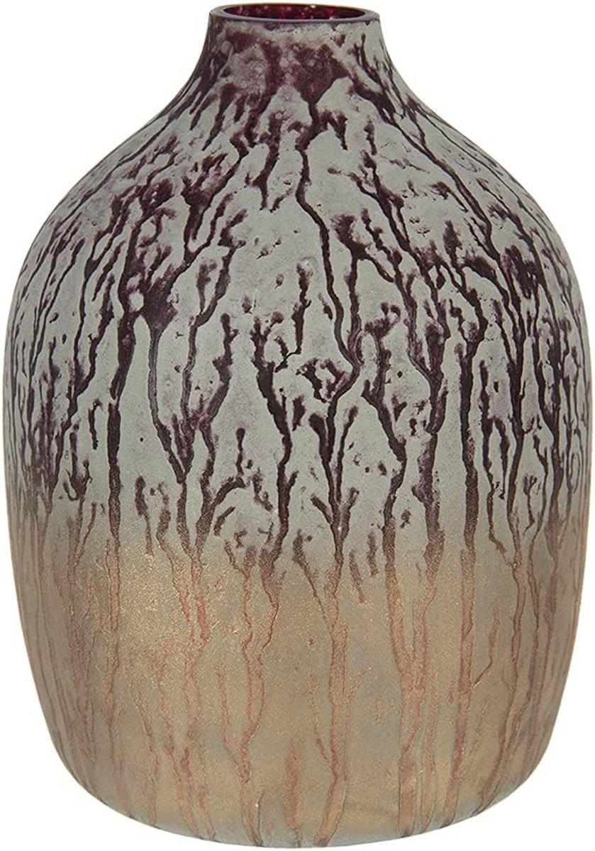 Clayre & Eef Vase Ø 12 * 16cm Green Glass Round Glass Vase Glass Vase - ShopVlot