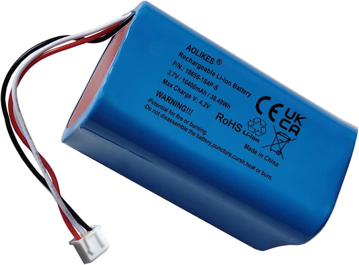 AOLIKES 18650 1s4p batterij 10400 mAh 3,7 V oplaadbare lithium-ion batterij met XH2,54/3P - ShopVlot