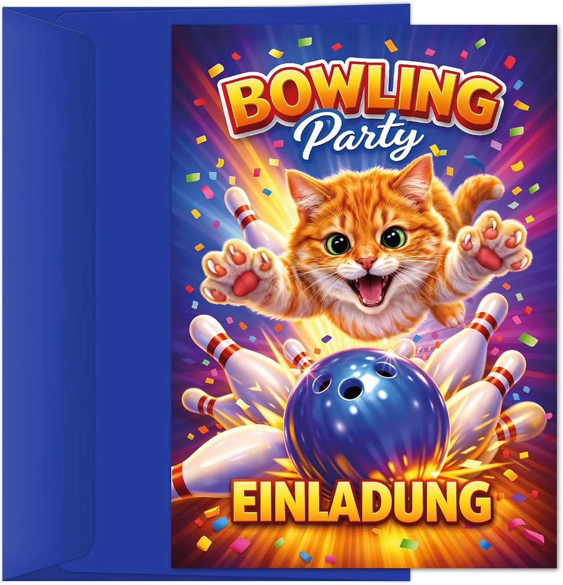 8 uitnodigingskaarten kinderverjaardag incl. 8 enveloppen bowling meisjes jongens kinderen bowlingparty uitnodigingen - ShopVlot