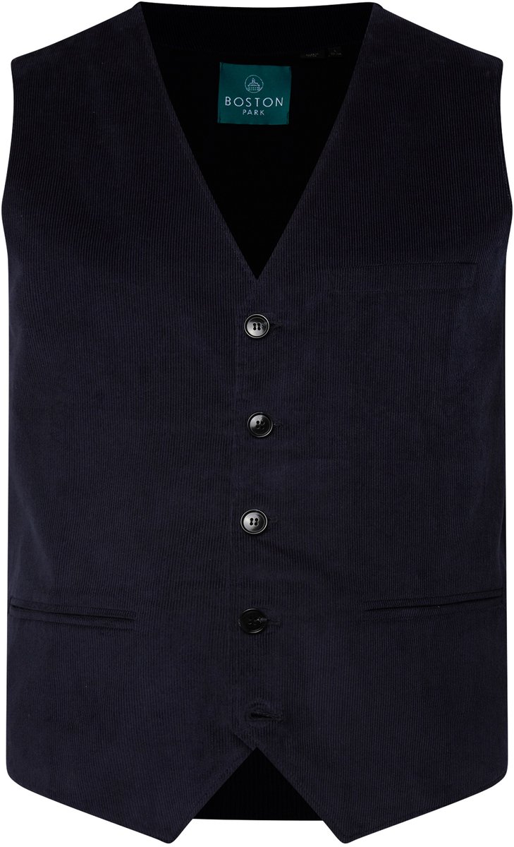 Boston Park - Heren - Corduroy vest achterkant van een breisel - Navy blauw - Maat 68+