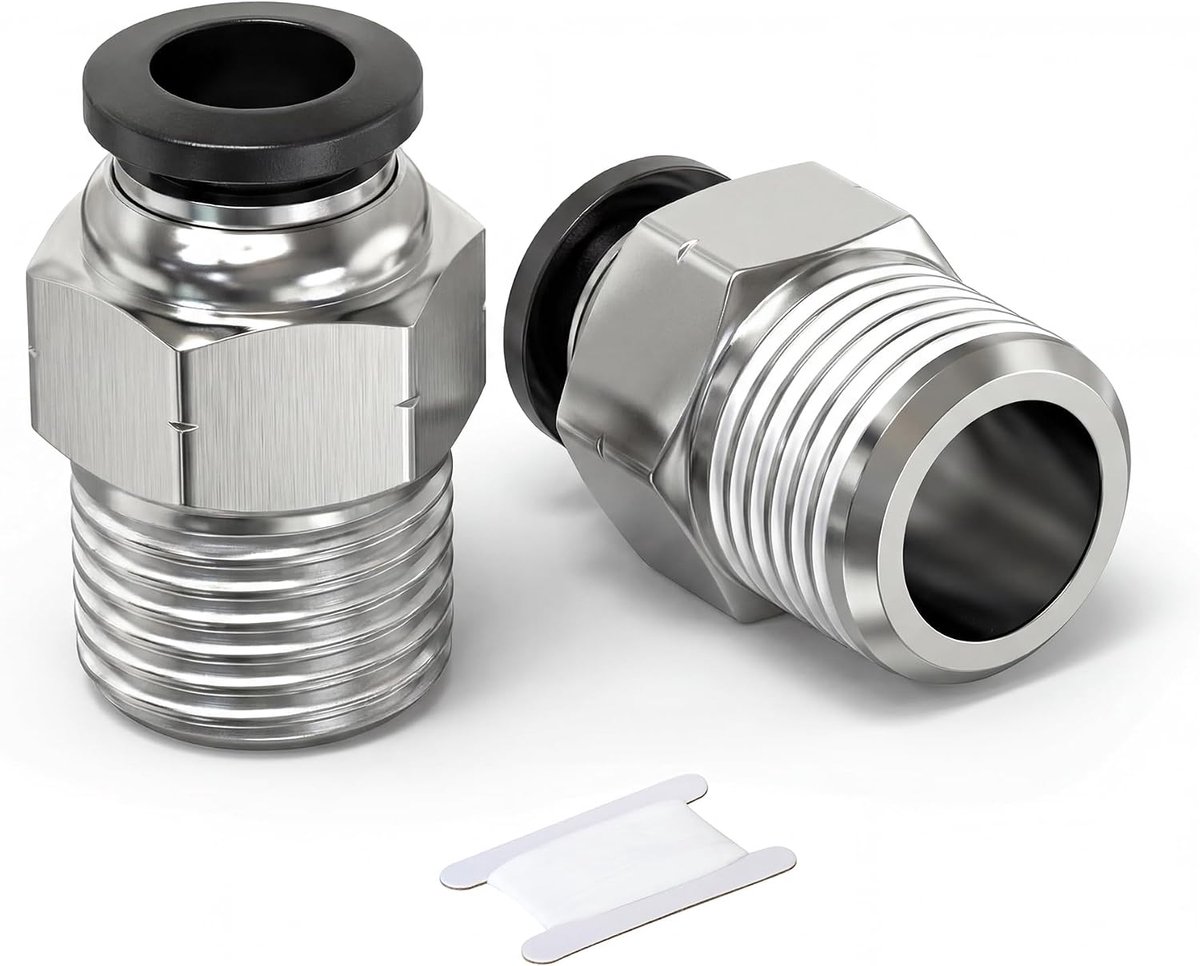 2 Pieces Set Push-to-Connect Pneumatic Couplings, 10mm Outer Diameter x 1/4" BSP Thread, Male Straight Air Pipe Quick - ShopVlot