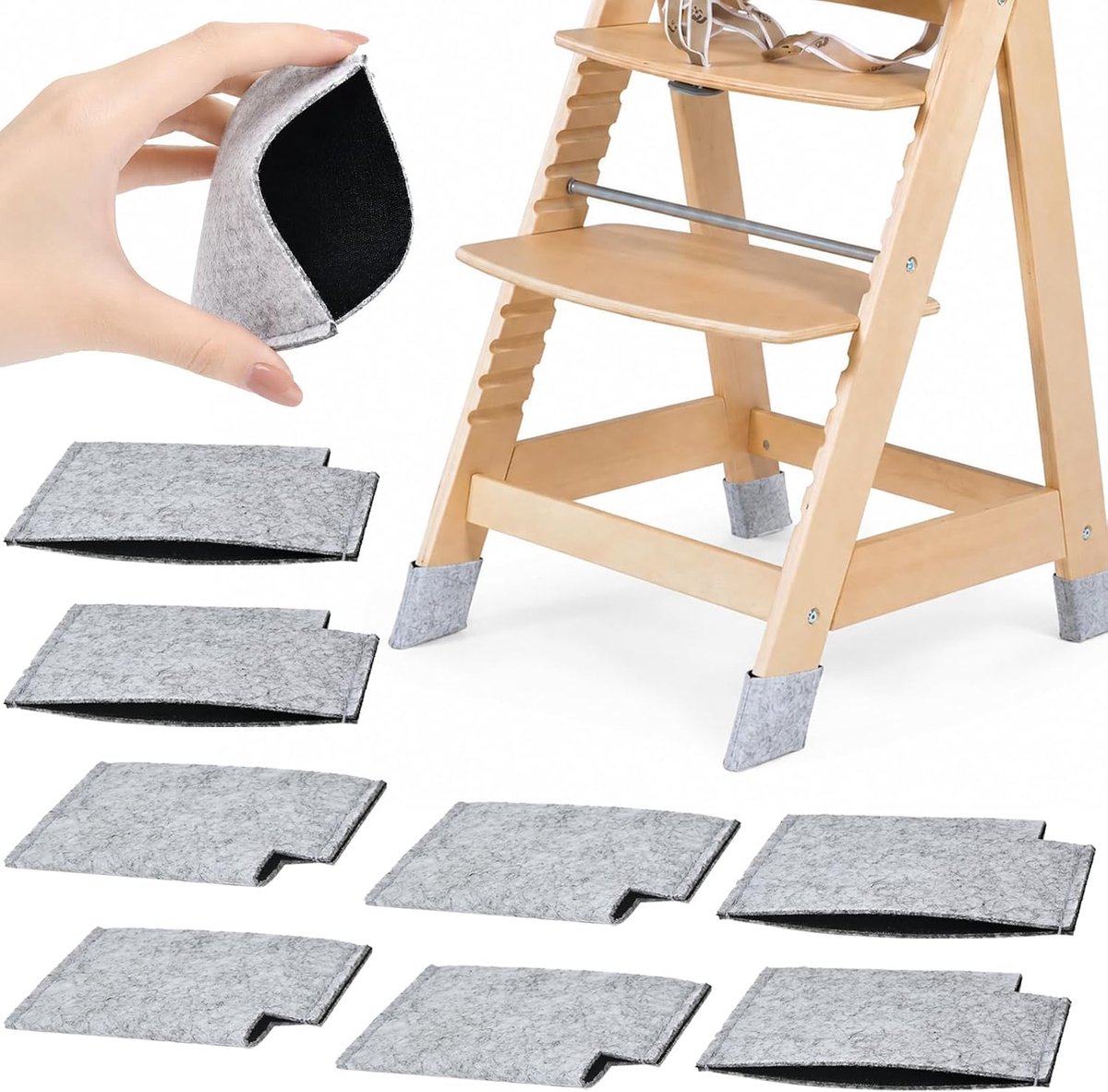 8 vilten glijders voor kinderstoel, voor hauck Alpha, Beta, roba Sit Up - ShopVlot